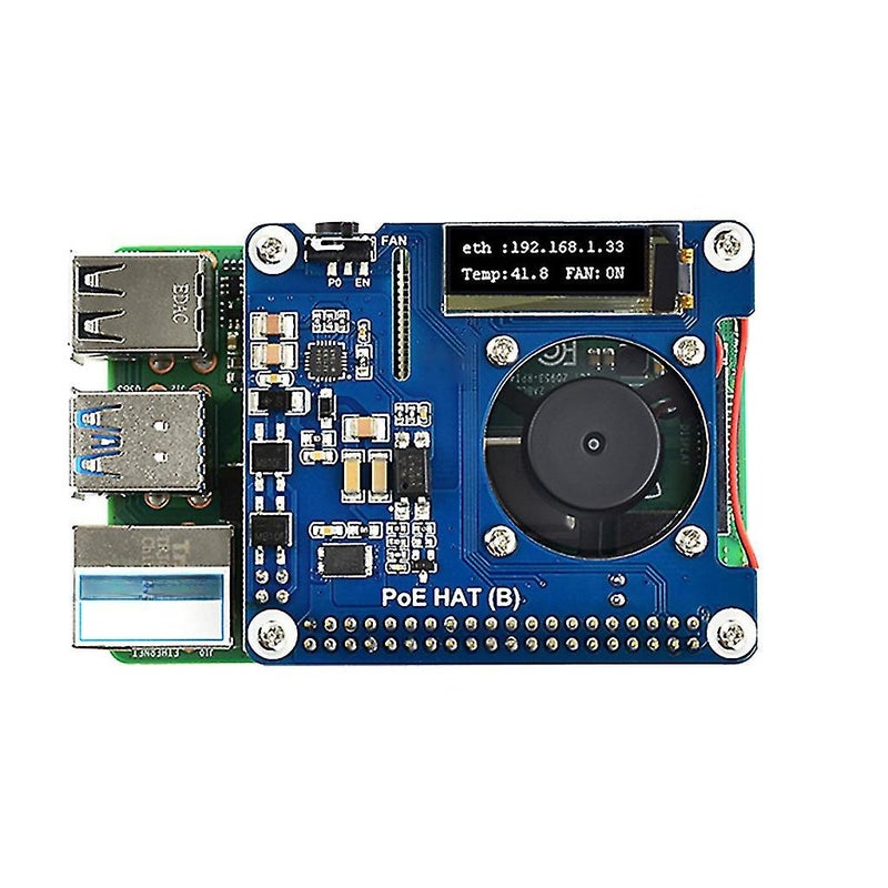 بطاقة توسيع الشبكة باور أوفر إيثرنت (PoE) النوع 802.3af وشاشة OLED لـ راسببير باي 4 موديل بي / 3بي بلس - Image 4