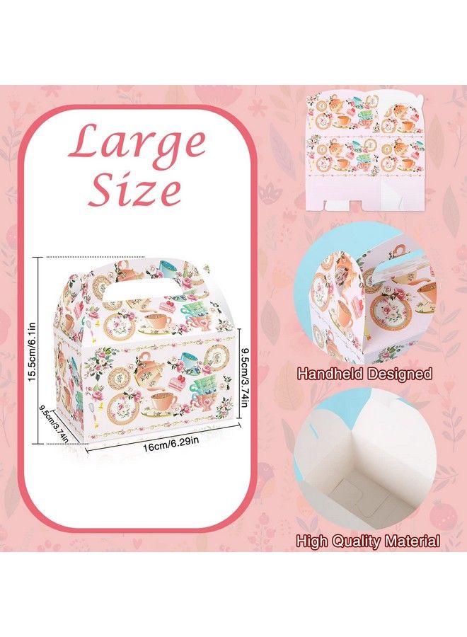 MIKIMIQI 12 قطعة زينة حفلة الشاي دعوا حفلة الشاي لوازم صناديق حفلة الشاي زينة حفلة عيد الميلاد هدايا حفلة عتيقة زهور حفلة الشاي أكياس هدايا للأولاد والبنات حفلة استقبال المولود - Image 3