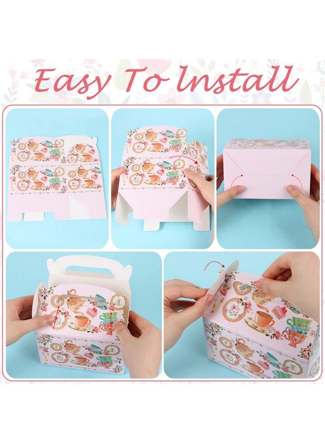 MIKIMIQI 12 قطعة زينة حفلة الشاي دعوا حفلة الشاي لوازم صناديق حفلة الشاي زينة حفلة عيد الميلاد هدايا حفلة عتيقة زهور حفلة الشاي أكياس هدايا للأولاد والبنات حفلة استقبال المولود - Image 4