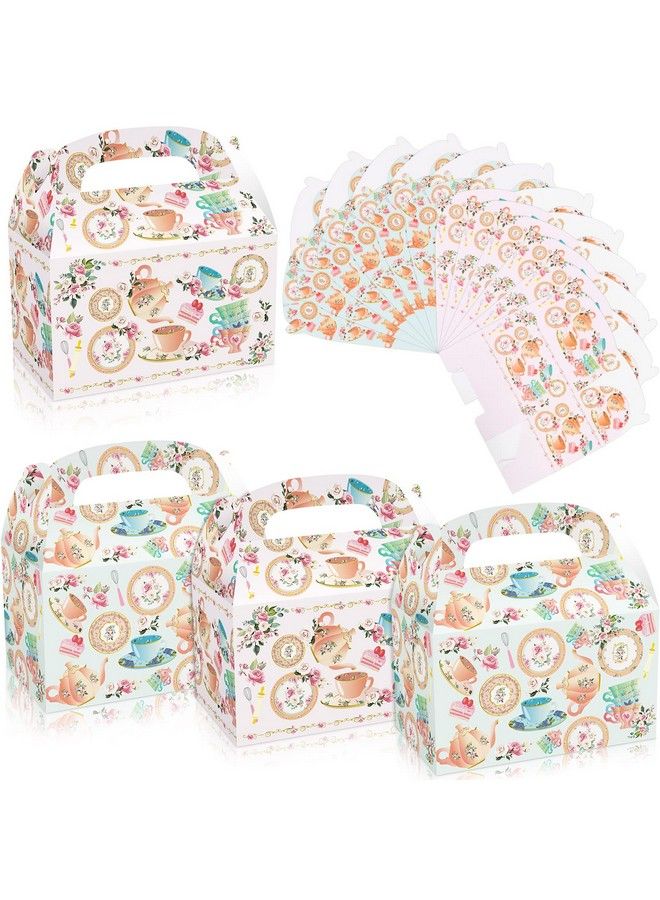 MIKIMIQI 12 قطعة زينة حفلة الشاي دعوا حفلة الشاي لوازم صناديق حفلة الشاي زينة حفلة عيد الميلاد هدايا حفلة عتيقة زهور حفلة الشاي أكياس هدايا للأولاد والبنات حفلة استقبال المولود - Image 2