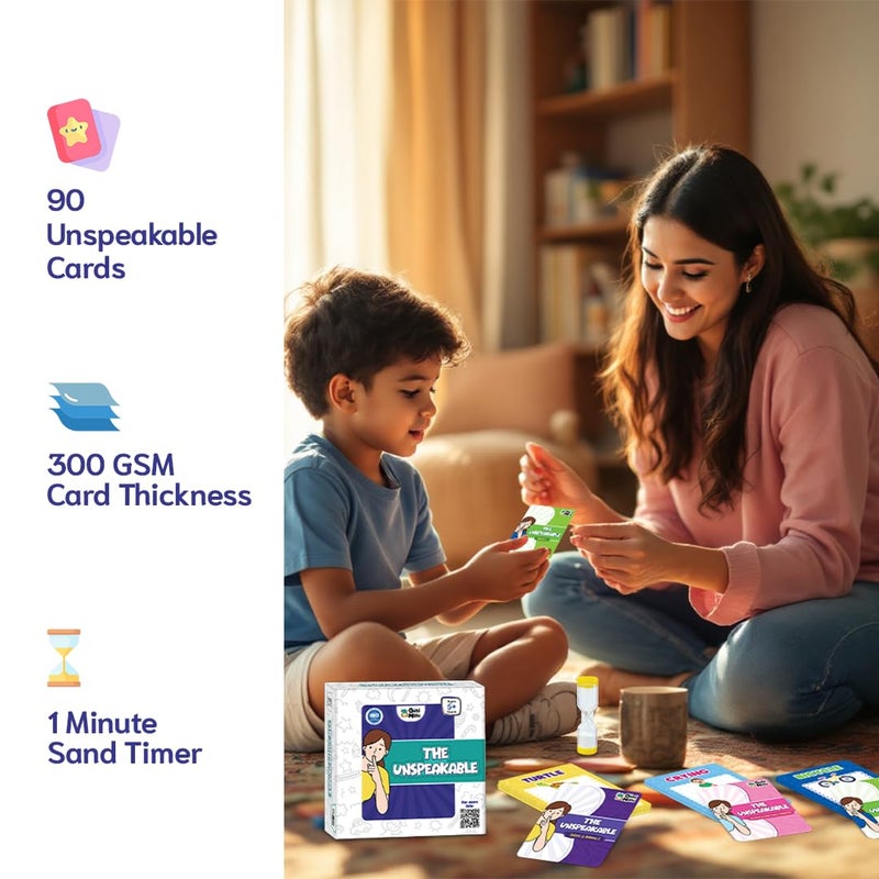 GiniMini The Unspeakable Word Guessing Game for Kids Aged 5 Plus Fast-Paced Educational and Party Game 90 Cards One Minute Sand Timer and Manual Improves Vocabulary Communication and Thinking Skills - Image 3