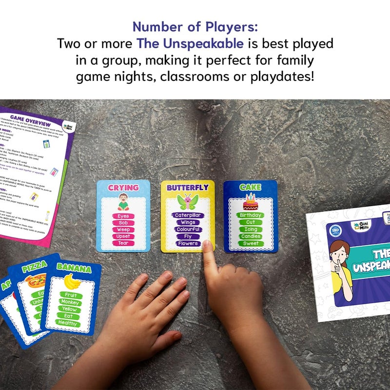 GiniMini The Unspeakable Word Guessing Game for Kids Aged 5 Plus Fast-Paced Educational and Party Game 90 Cards One Minute Sand Timer and Manual Improves Vocabulary Communication and Thinking Skills - Image 4