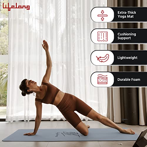 Lifelong LLYM98 Yoga mat for Women & Men EVA Material 8mm Anti-Slip Yoga-Mat with Strap for Gym Workout|Exercise Mat For Home Gym Workout and Yoga Exercise (6 Months Warranty) Grey - Image 3