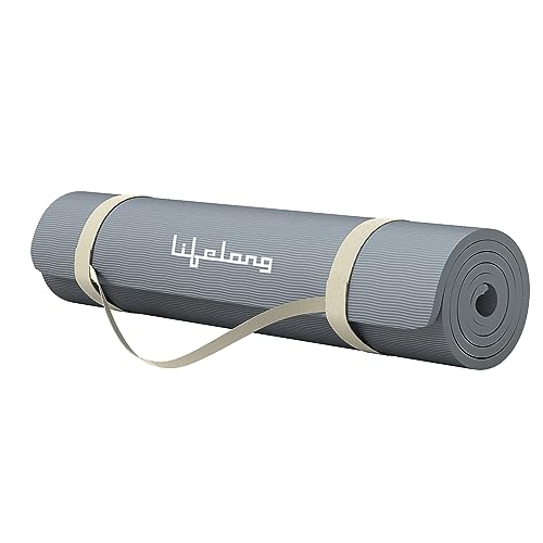 Lifelong LLYM98 Yoga mat for Women & Men EVA Material 8mm Anti-Slip Yoga-Mat with Strap for Gym Workout|Exercise Mat For Home Gym Workout and Yoga Exercise (6 Months Warranty) Grey - Image 1
