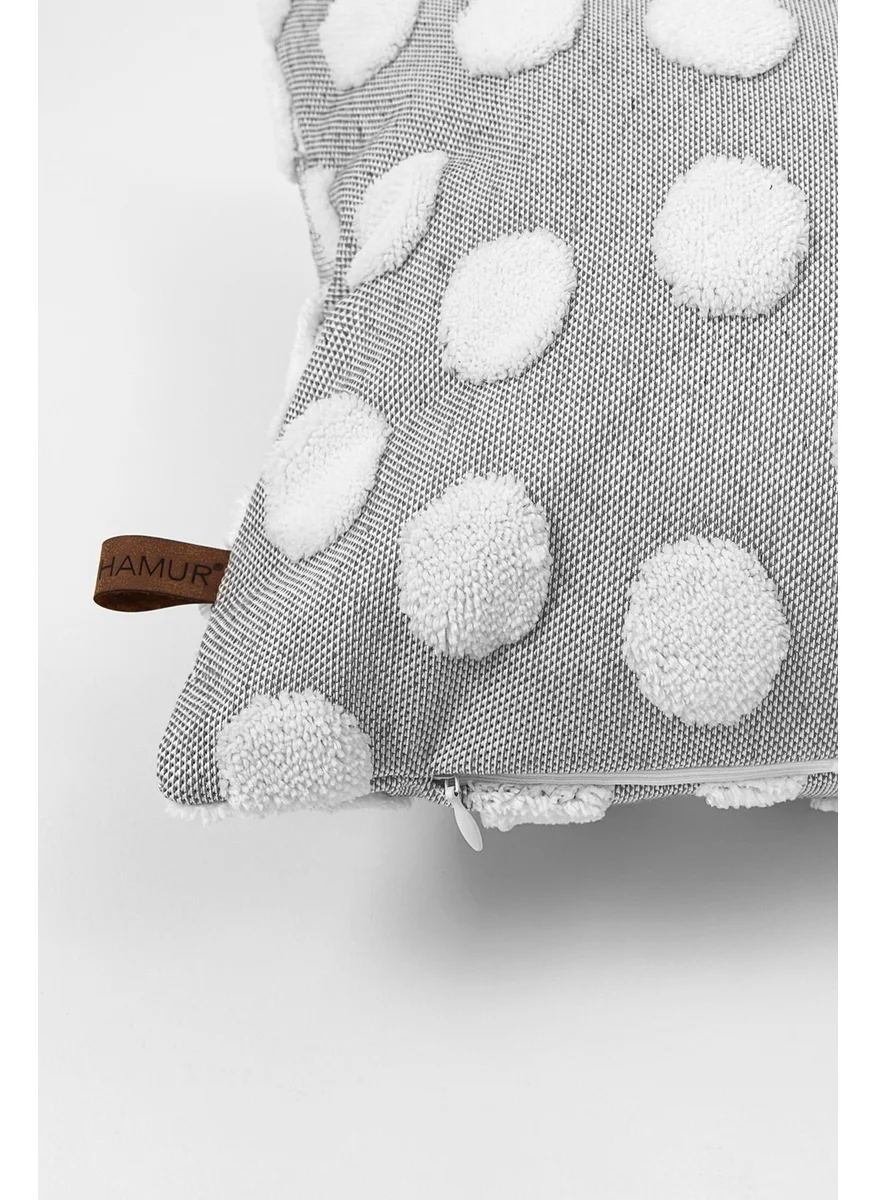 Hamur Dough Bohemian Special Design Punch Punch Pattern Rectangular Throw Pillow Case Point Gray