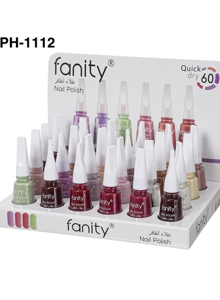 فانيتي طلاء اظافر غطاء ابيض ملون 24 حبة FANITY