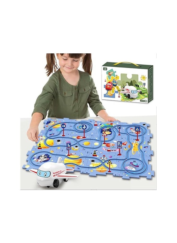 General Educational Electric Car Track Puzzle for Kids - 25 Interactive Pieces for Kids' Learning with Car, Track, and Road Supplies  - Image 1