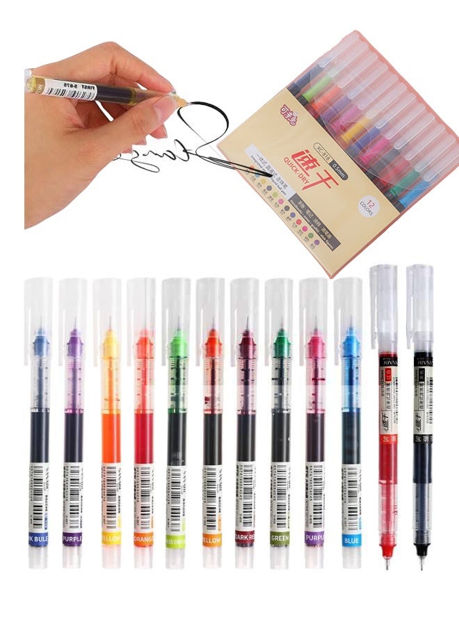12 Colors Gel Pens, Ball Point Pens Fine Point, 0.5mm Ink Pen, Note Taking Pens for Japanese Korean Office School Stationery Supplies - Image 1