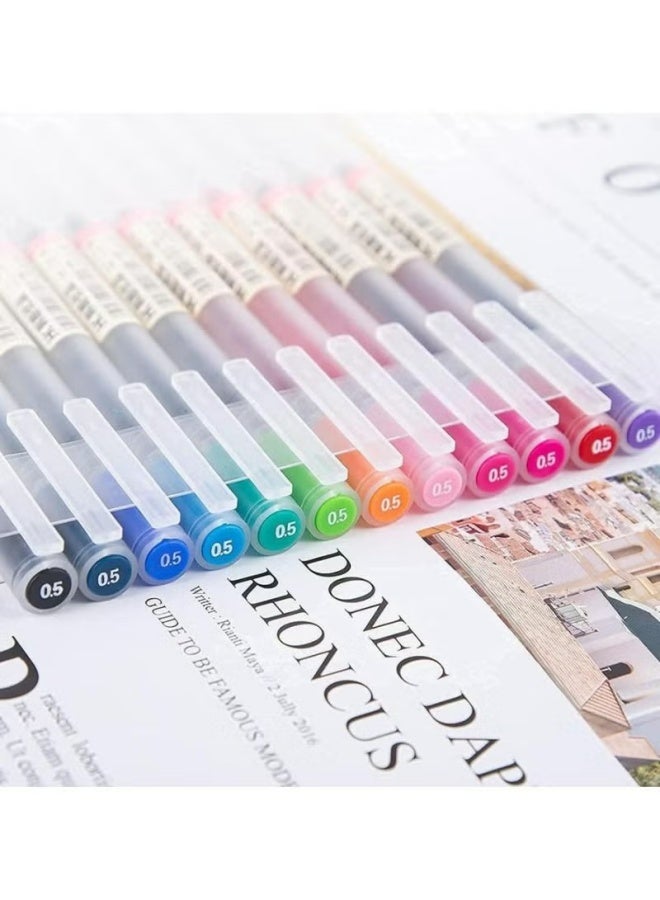 12 Colors Gel Pens, Ball Point Pens Fine Point, 0.5mm Ink Pen, Note Taking Pens for Japanese Korean Office School Stationery Supplies - Image 3