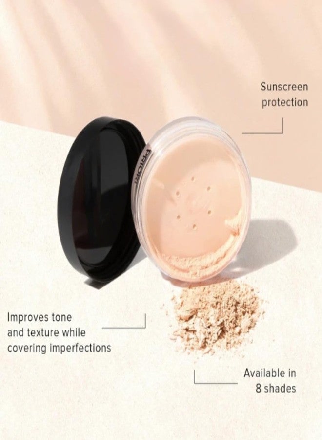 PRIORI Skincare Mineral Foundation, Natural Loose Make Up Powder, Sunscreen Protection, Advanced Skin Correction, Recommended for Sensitive Complexion (Light Beige, 7 Grams) - Image 2