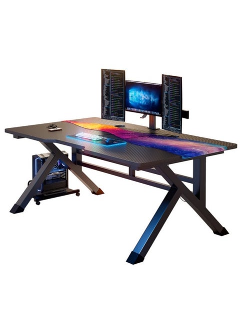 Gaming Table Computer Office Desk K Shaped PC Black Computer Table Cyber Bar Computer Table
