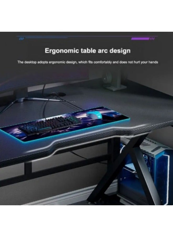 Gaming Table Computer Office Desk K Shaped PC Black Computer Table Cyber Bar Computer Table