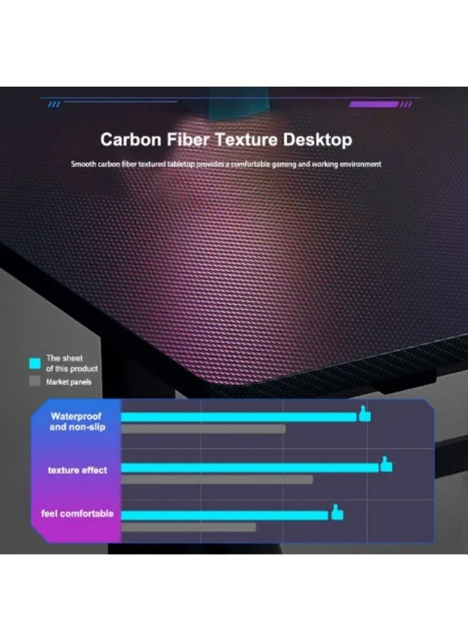 Gaming Table Computer Office Desk K Shaped PC Black Computer Table Cyber Bar Computer Table
