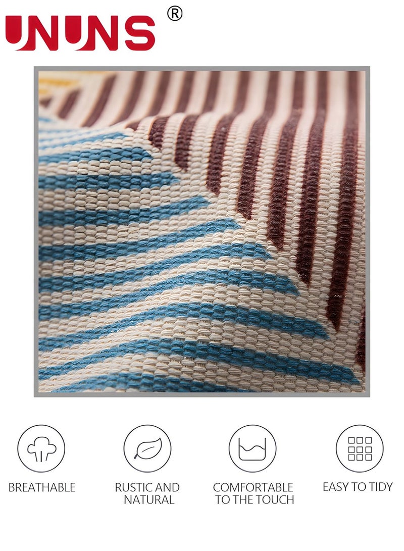 UNUNS سجاد شرابة، سجادة مستديرة منسوجة هندسية بوهو، سجادة شرابة مصنوعة يدويًا على الطراز العرقي 90 سم - Image 5