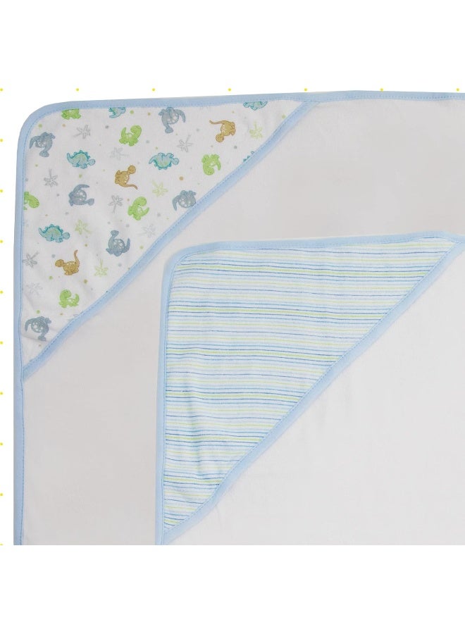 Spasilk Baby 3 Pack Soft Terry Hooded Towel Set for Newborn Boys and Girls Blue Dino, 26x30 Inch - Image 3