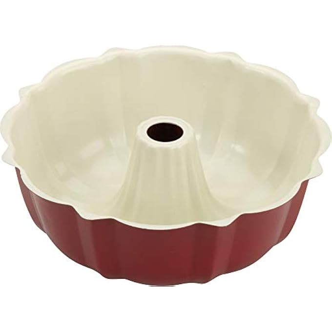 Good Cook Nonstick Carbon Steel Round Fluted Tube Cake Pan 95 Inch RedWhite Silver - Image 2