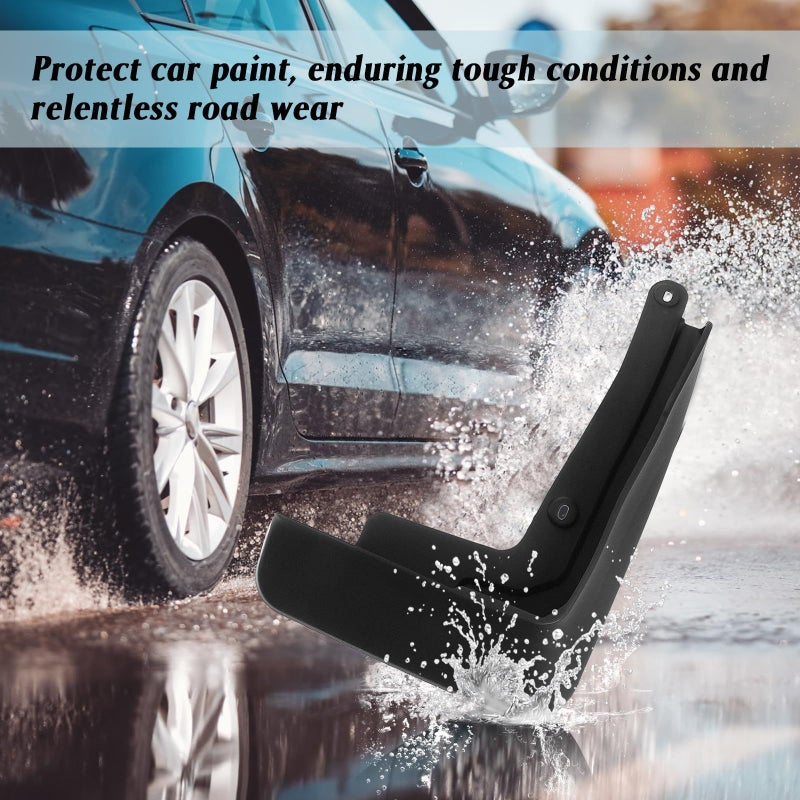 Universal Car Mudguard Set 4Pcs Soft Plastic Front Rear Splash Guards Black - Image 4