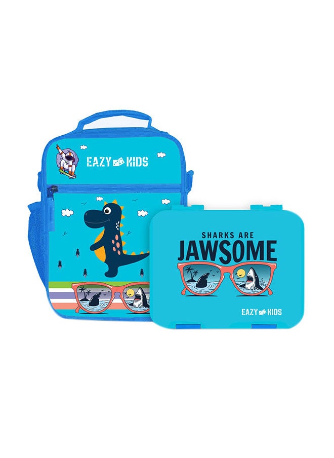 Eazy Kids Bento Boxes With Insulated Lunch Bag Combo - Jawsome Shark Blue  - Image 1
