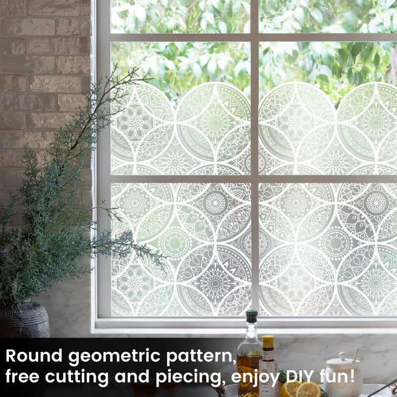 DKTIE Bohemian Decor Stained Glass Window Film with Installation Tools, Two-Way Window Privacy Film, Reduce Glare, Pure White, 17.7 x 78.7 Inch - Image 5
