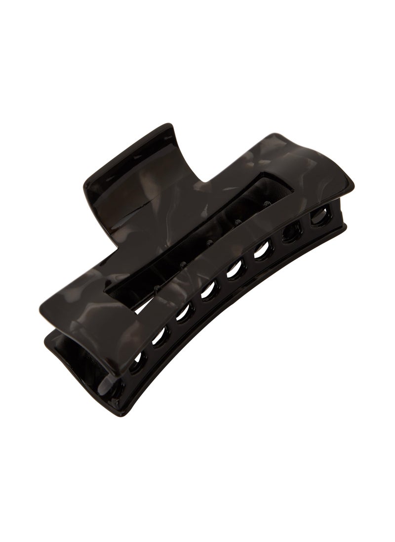 France Luxe France Luxe Large Cutout Rectangle Jaw - Nacro Black 