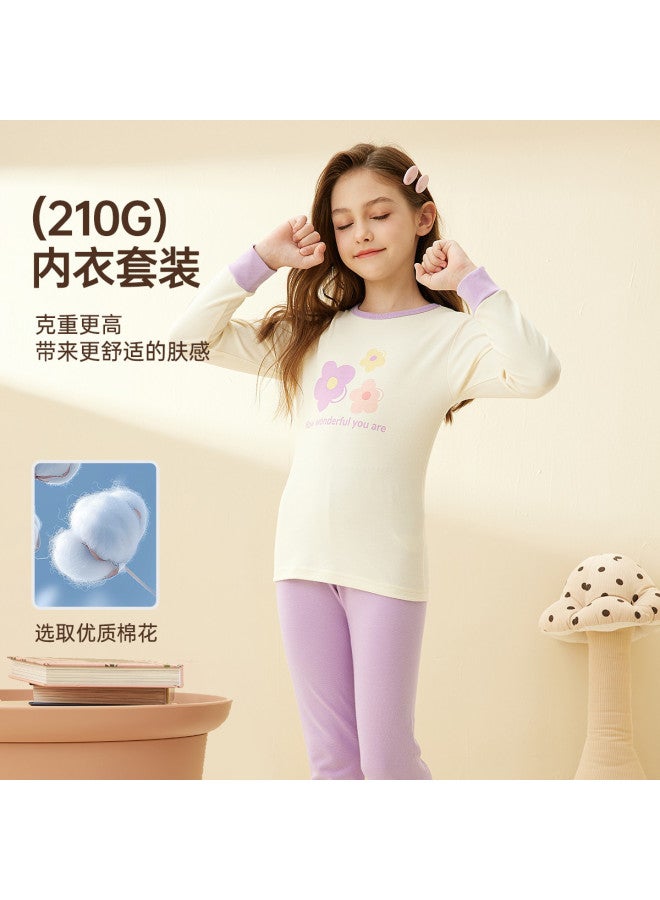 ASK JUNIOR A Antibacterial Children's Thermal Underwear Set Girls' Base Layer Underwear Set Two-piece Set - Image 4
