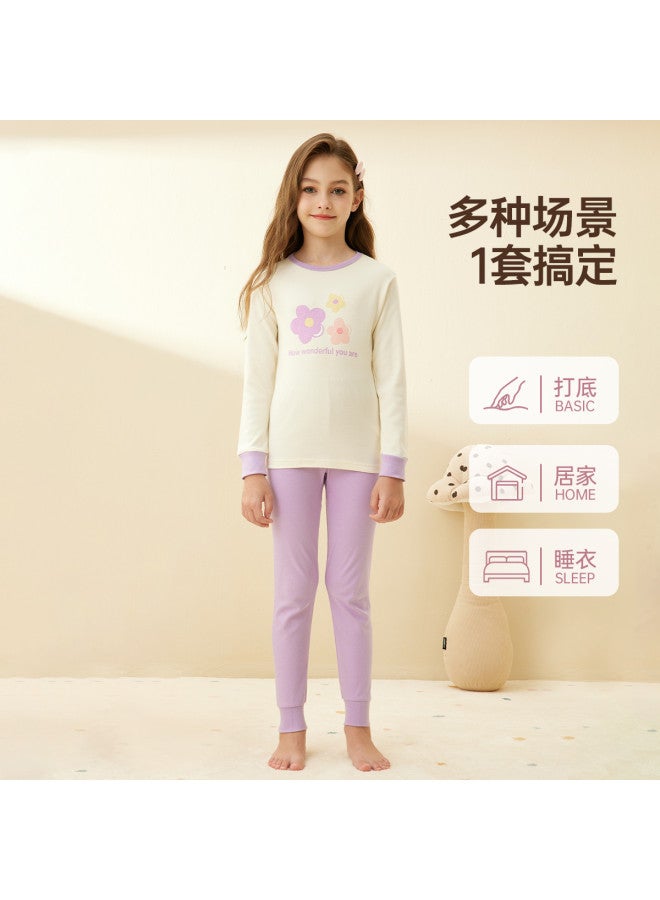 ASK JUNIOR A Antibacterial Children's Thermal Underwear Set Girls' Base Layer Underwear Set Two-piece Set - Image 5