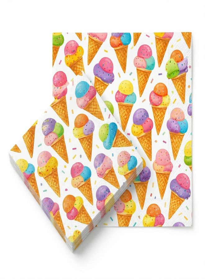 Gugowin 40 Pack Party Napkins, Colorful Cone Pattern, 2-Ply Disposable Paper Napkins for Dessert Tables, Summer Parties, Catering, Cafe and Adult Gatherings (40, Classic Pink Cone) - Image 1