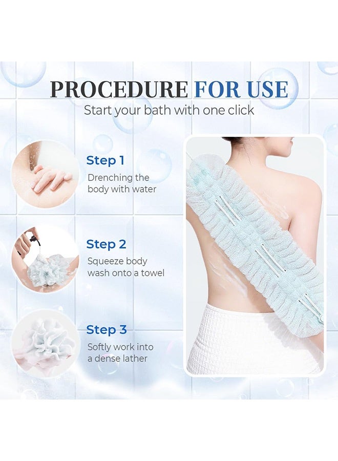 Quantum 2 PCS Bath Shower Mesh Sponge, Exfoliating Back Scrubber Bath Sponge for Shower, Exfoliating Washcloth Towel Back Washer for Shower for Men Women - Image 5