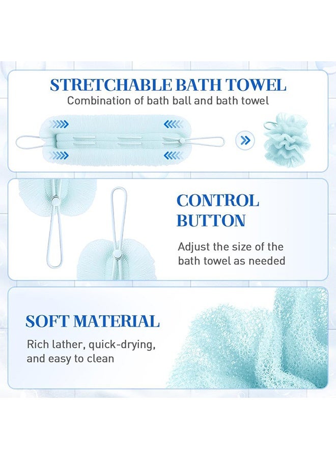 Quantum 2 PCS Bath Shower Mesh Sponge, Exfoliating Back Scrubber Bath Sponge for Shower, Exfoliating Washcloth Towel Back Washer for Shower for Men Women - Image 3