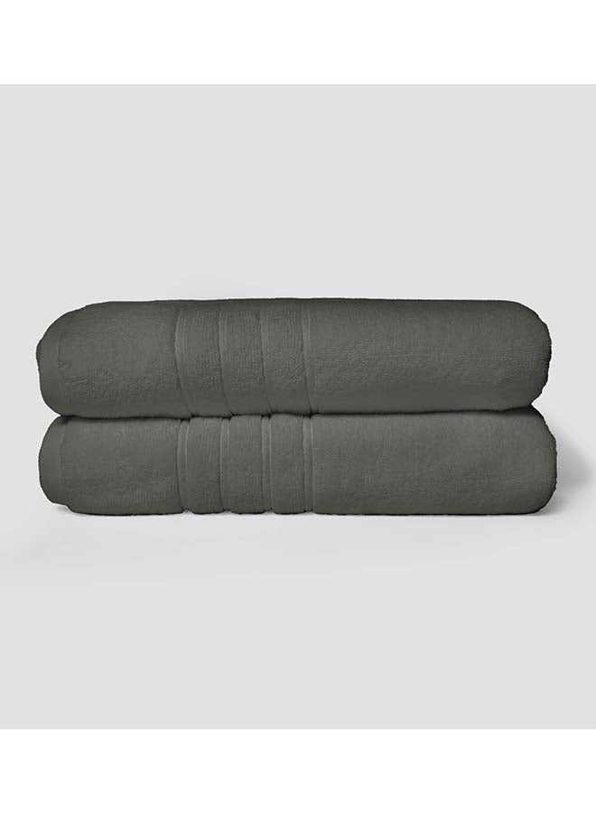La'Marvel 2 Pieces Bath / Sheet / Pool Towel by La'Marvel, Grey 600 GSM 100% Cotton Plux Towels  - Image 1