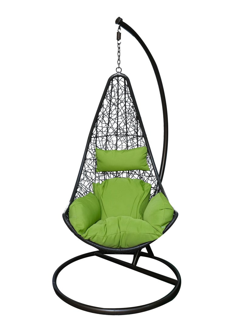 Oasis Casual Brown Swing Chair with Green Cushion SW004 - Image 1