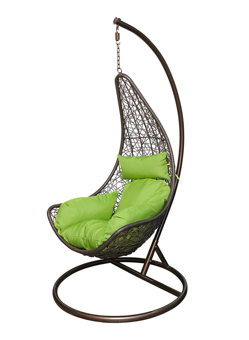 Oasis Casual Brown Swing Chair with Green Cushion SW004 - Image 2