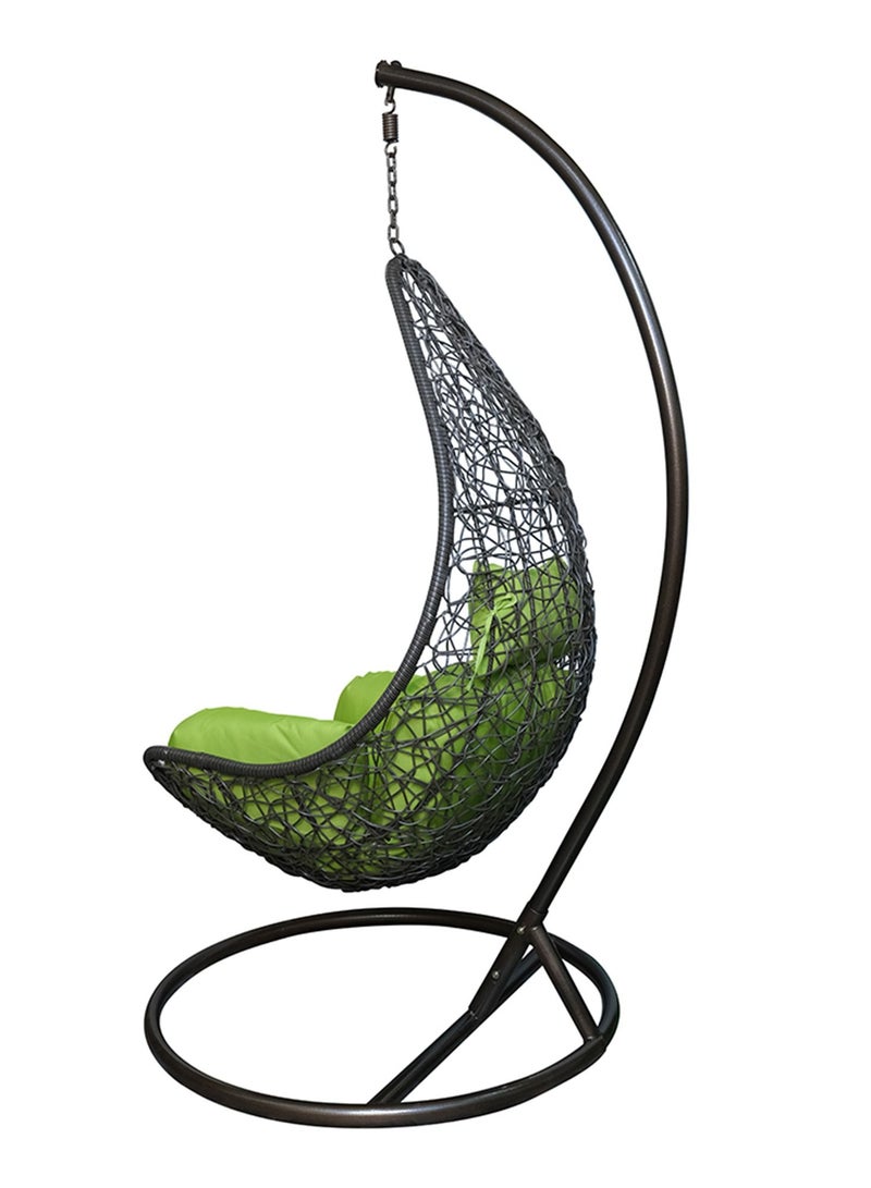 Oasis Casual Brown Swing Chair with Green Cushion SW004 - Image 3