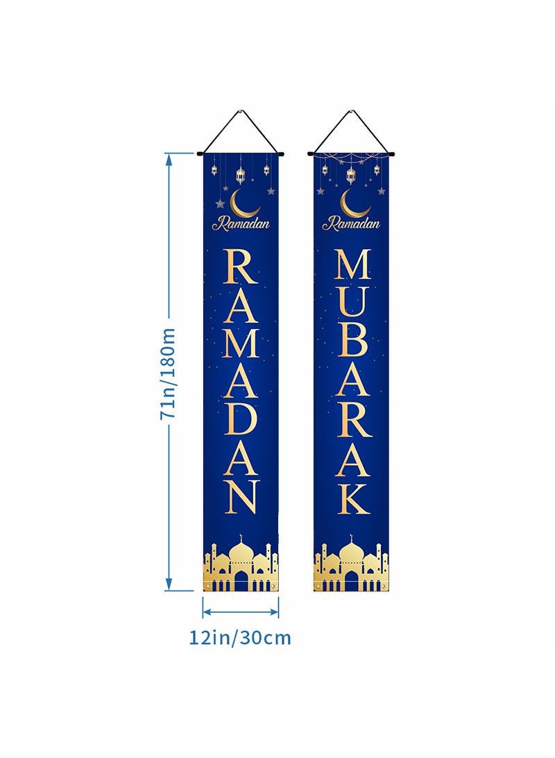 general Ramadan Mubarak Couplet Themed Festival Party Porch Curtain Flag Hanging Home Decor Door Curtain And Backdrop - Image 2