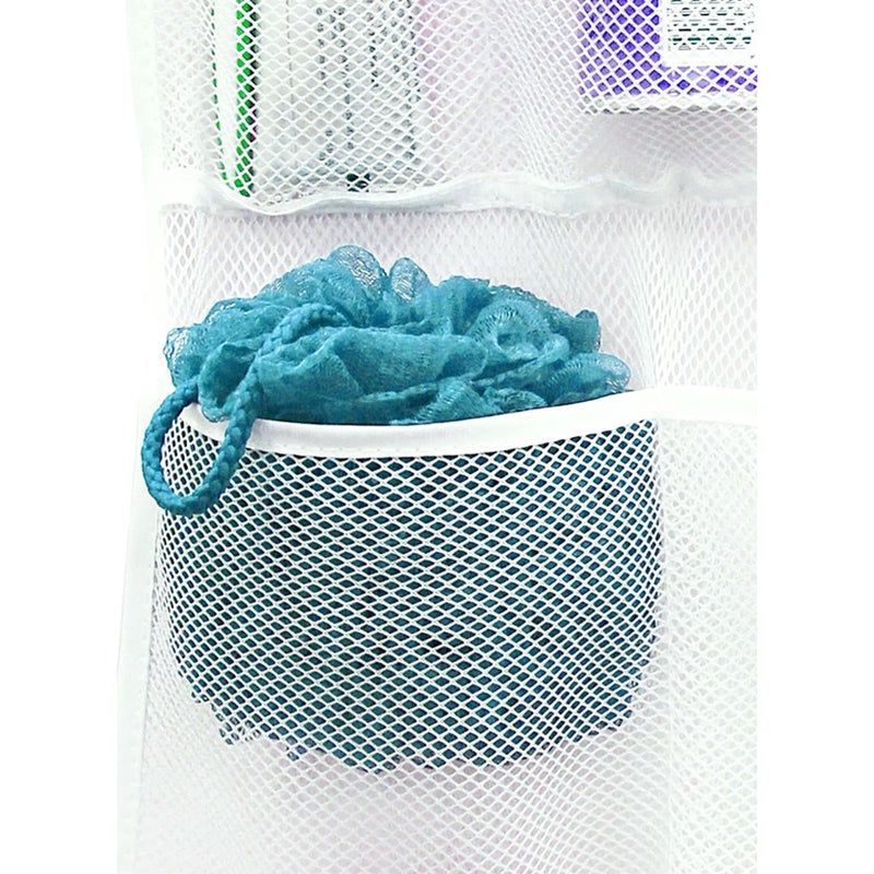 Zikra Shower Organizer, Shower Caddy or Bathroom Organizer with Quick Drying Mesh, 7 Pockets to Hold Shampoo, Soap, Loofah, and Cruise Ship Essentials, 14 Inch by 30 Inch, White, 2 Pack - Image 2