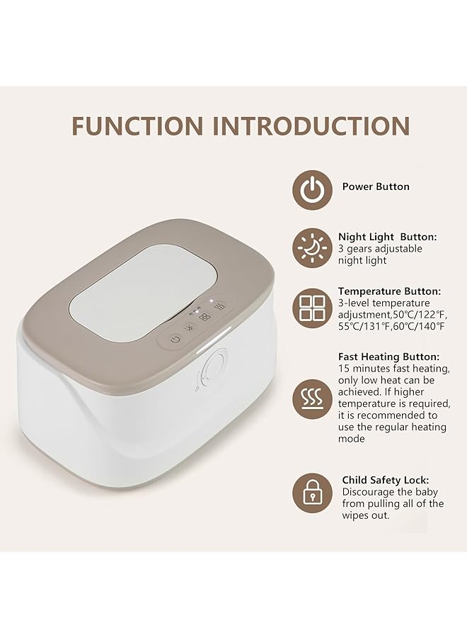 Baby Constant Temperature Wet Towel Heater Wipe Warmer With 3 Level Surround Temperature Control Wet Wipe Dispenser Holder Lock In Freshness Large Capacity Diaper Baby Wipes Warmer With Le - Image 4