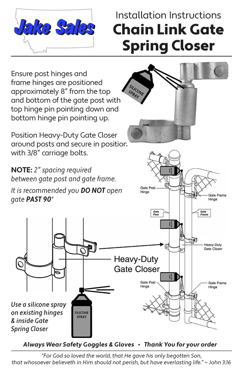 Jake Sales Chain Link Gate Spring Closer for 1-5/8" OD Gate Frame and 2-3/8" OD Gate Post - Self Closing Gate Spring Closer - Gate Closer Includes Bolts - Image 4