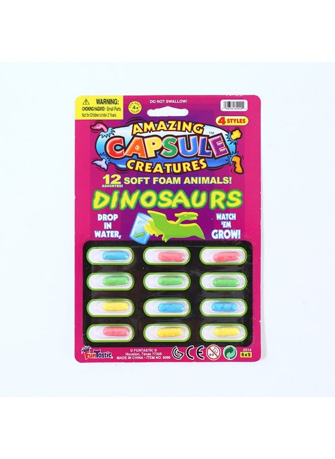 Water-soaking Expansion Capsule Bath Toy Water-absorbing Sponge Becomes Bigger When Exposed To Water Dinosaur Small Animal Children Baby Puzzle-Color:Dinosaur Series  - Image 1