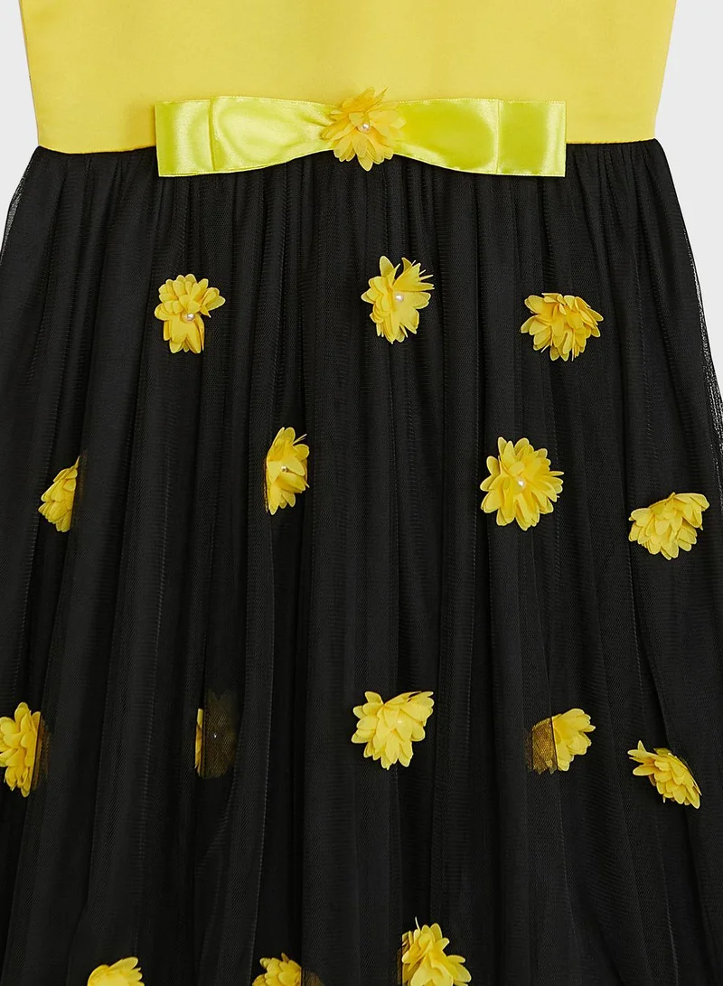 Little Golden Apple Floral Appliqué Dress
