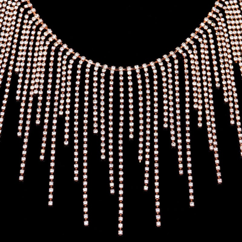 Rhinestone fringed chain accessories, DIY jewelry, bags, hats, clothing accessories, rhinestone claw chain, length about 90cm (silver and white diamonds) - Image 4