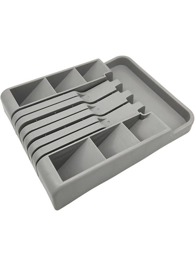 منظم أدراج مرن لأدوات المطبخ - صينية تخزين لأدوات المائدة من ملاعق وشوك وسكاكين وأدوات طهي - فاصل متعدد الوظائف للمطابخ الصغيرة والمركبات الترفيهية والشقق - Image 2