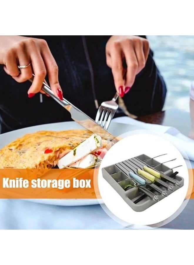 منظم أدراج مرن لأدوات المطبخ - صينية تخزين لأدوات المائدة من ملاعق وشوك وسكاكين وأدوات طهي - فاصل متعدد الوظائف للمطابخ الصغيرة والمركبات الترفيهية والشقق - Image 5