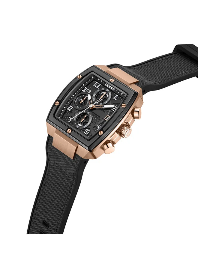 Ducati Traverse Black Dial, Silicone-Nylon Strap, Chronograph Watch for Men, 42mm