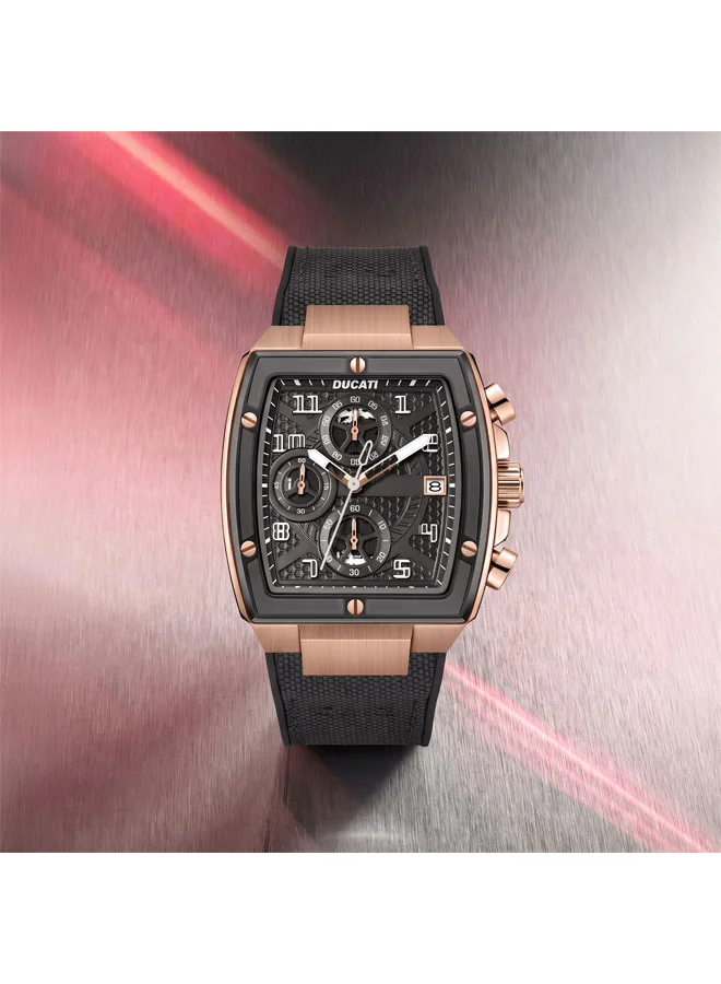 Ducati Black Traverse Black Dial, Silicone-Nylon Strap, Chronograph Watch for Men, 42mm for Men | Best Price UAE