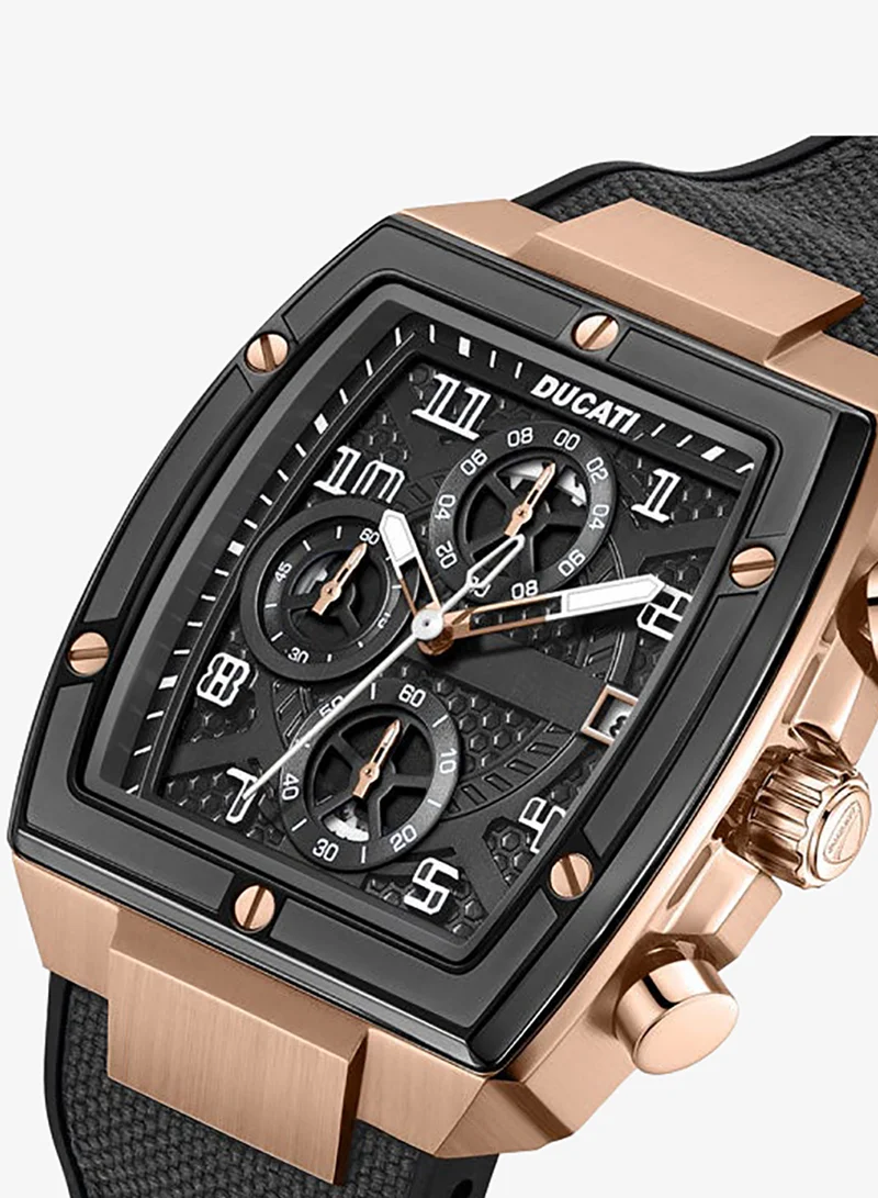 Ducati Black Traverse Black Dial, Silicone-Nylon Strap, Chronograph Watch for Men, 42mm for Men | Best Price UAE
