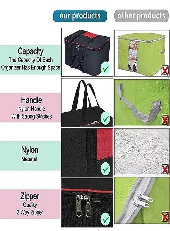 DAMONS Storage Underbed Blanket/Clothes/Toys/Bed Sheet Cover Nylon Rectangular Bag (Black, 54 x46 x28 cm, Large) Pack Of 2 - Image 3