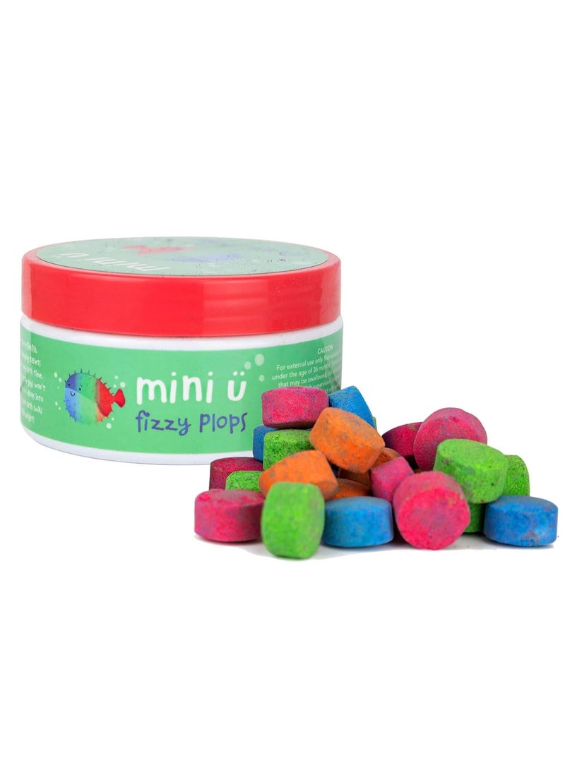 Mini U Bath Fizzy Plops for Kids - 40 x Mixed Colour Tablets, Vegan, Non-Toxic - Gentle on Skin, Mess-Free & Stress Free - Image 1