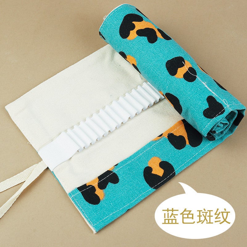 Weizhuang Canvas Pen Curtain 72-Hole Large Capacity Cute Cat Cartoon Men And Women Pencil Case Canvas Sketch Color Lead Painting Stationery Bag - Image 1