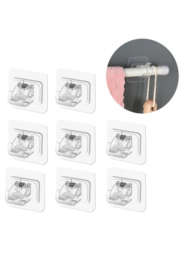 Self Adhesive Curtain Rod Bracket, No Drill Drapery Hooks Holder, Plastic Easy Sticky Curtain Rod Hooks，8 Pcs - Image 1