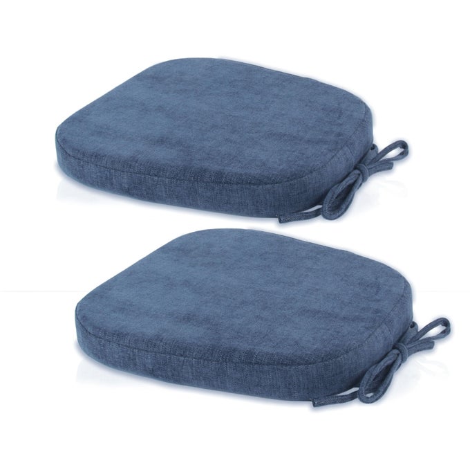 METAL CHAIR CUSHIONS 14X14 INCHES METAL DINING CHAIR PADS WITH TIES FOR TOLIX STYLE METAL CHAIRS 2 PACK NAVY